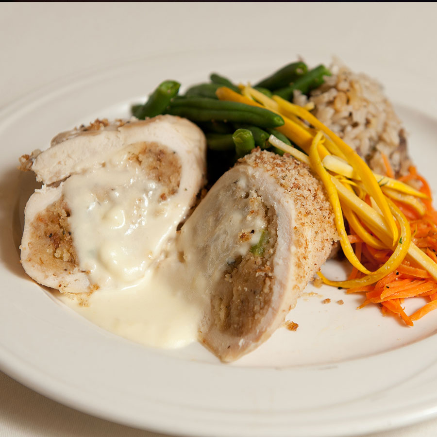 Stuffed chicken breast with creamy filling—perfect for Rochester Event Center Weddings.